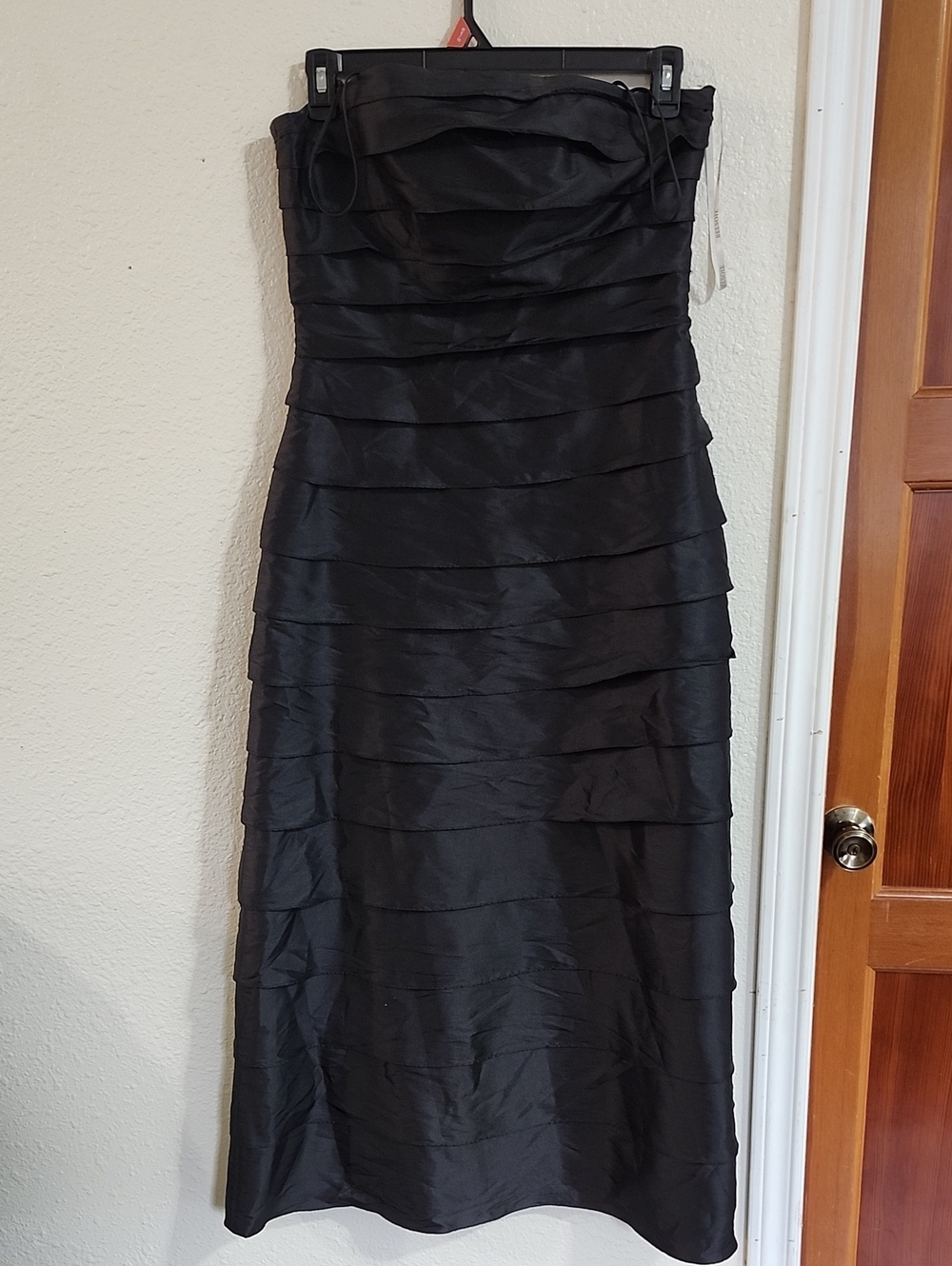 Strapless Black Tiered Evening Dress